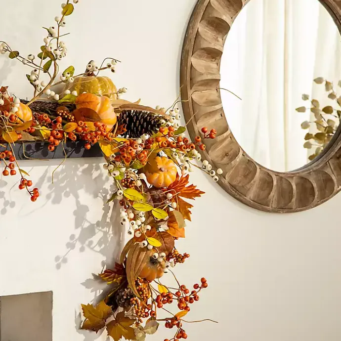 Kirklands Home Round Natural Textured Wood Wall Mirror