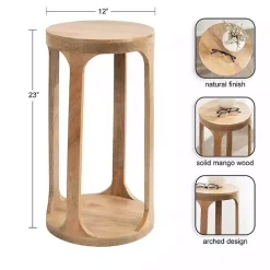 Hot Kirklands Home Round Natural Wood Dani Accent Table Tan