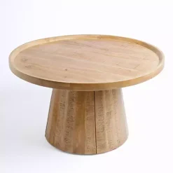 Sale Kirklands Home Round Natural Wood Hughes Coffee Table Tan