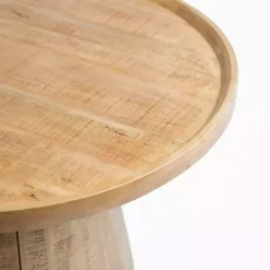 Sale Kirklands Home Round Natural Wood Hughes Coffee Table Tan