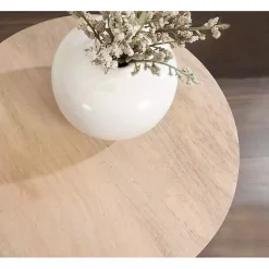 Sale Kirklands Home Round Natural Wood Jess Accent Table Tan