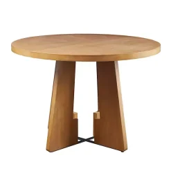 Outlet Kirklands Home Round Pecan Wood Kenny Dining Table Brown