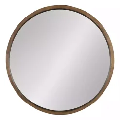 Clearance Kirklands Home Round Rustic Wood Hutton Mirror Brown