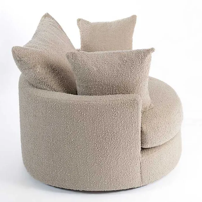 Online Kirklands Home Round Sand Boucle Swivel Accent Chair Tan