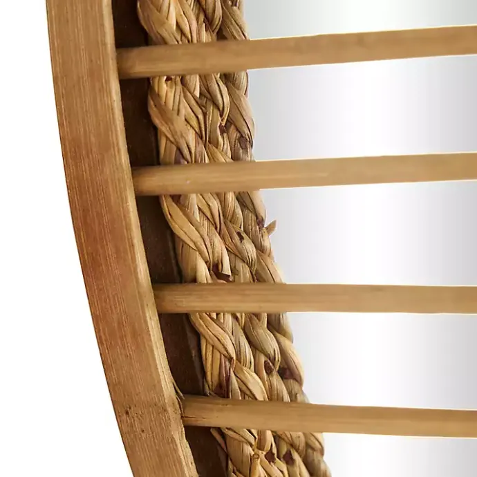 New Kirklands Home Round Seagrass and Bamboo Wall Mirror