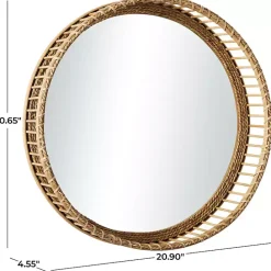 New Kirklands Home Round Seagrass and Bamboo Wall Mirror