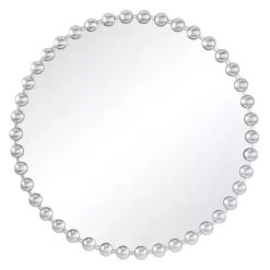 Online Kirklands Home Round Silver Beaded Wall Mirror