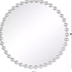 Online Kirklands Home Round Silver Beaded Wall Mirror