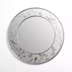 Discount Kirklands Home Round Silver Birds and Branches Wall Mirror