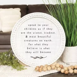 Outlet Kirklands Home Round Speak to Children Wall Plaque White
