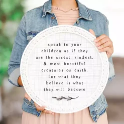Outlet Kirklands Home Round Speak to Children Wall Plaque White