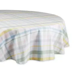 Kirklands Home Round Sweet Spring Plaid Tablecloth, 70 in. Multi