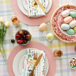 Kirklands Home Round Sweet Spring Plaid Tablecloth, 70 in. Multi