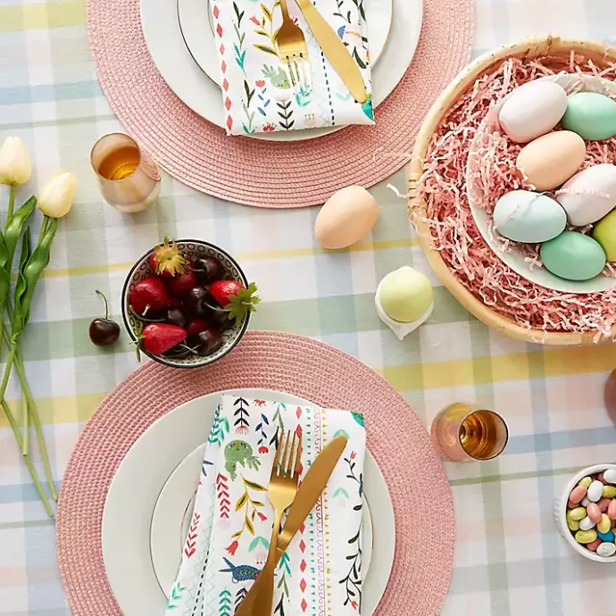 Kirklands Home Round Sweet Spring Plaid Tablecloth, 70 in. Multi