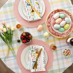 Kirklands Home Round Sweet Spring Plaid Tablecloth, 70 in. Multi
