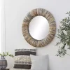 Clearance Kirklands Home Round Teak Wood Coiled Tampar Frame Mirror
