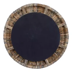 Clearance Kirklands Home Round Teak Wood Coiled Tampar Frame Mirror