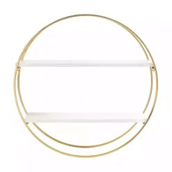 Hot Kirklands Home Round White Wood Sequoia Wall Shelf