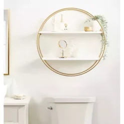 Hot Kirklands Home Round White Wood Sequoia Wall Shelf