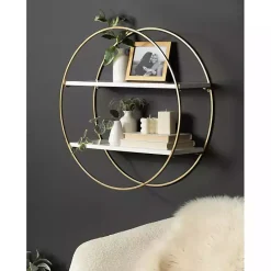 Hot Kirklands Home Round White Wood Sequoia Wall Shelf