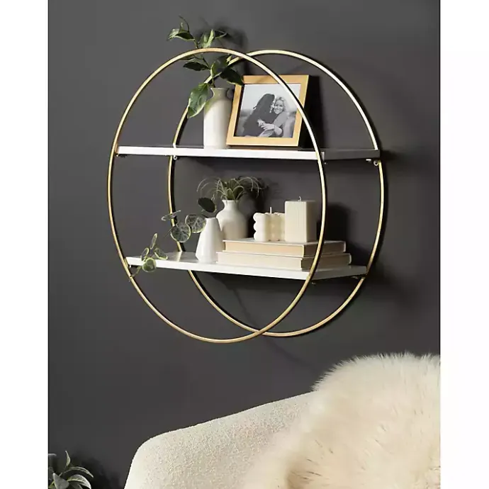 Hot Kirklands Home Round White Wood Sequoia Wall Shelf