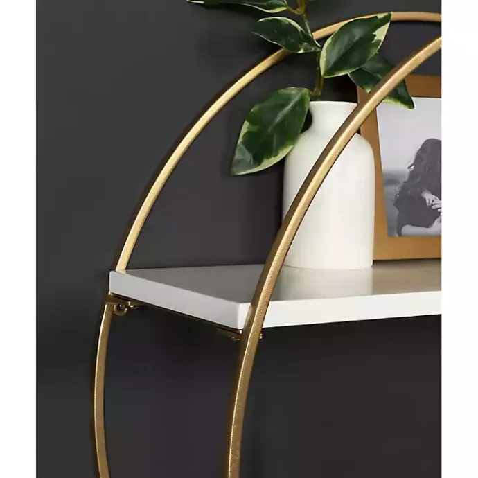 Hot Kirklands Home Round White Wood Sequoia Wall Shelf