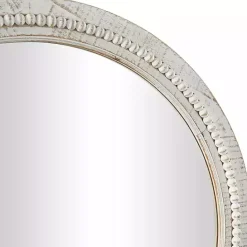 Kirklands Home Round Whitewash Beaded Wall Mirror