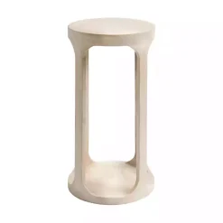 Kirklands Home Round washed Wood Dani Accent Table White