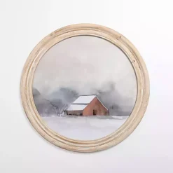 Best Kirklands Home Round Winter Barn Framed Art Print