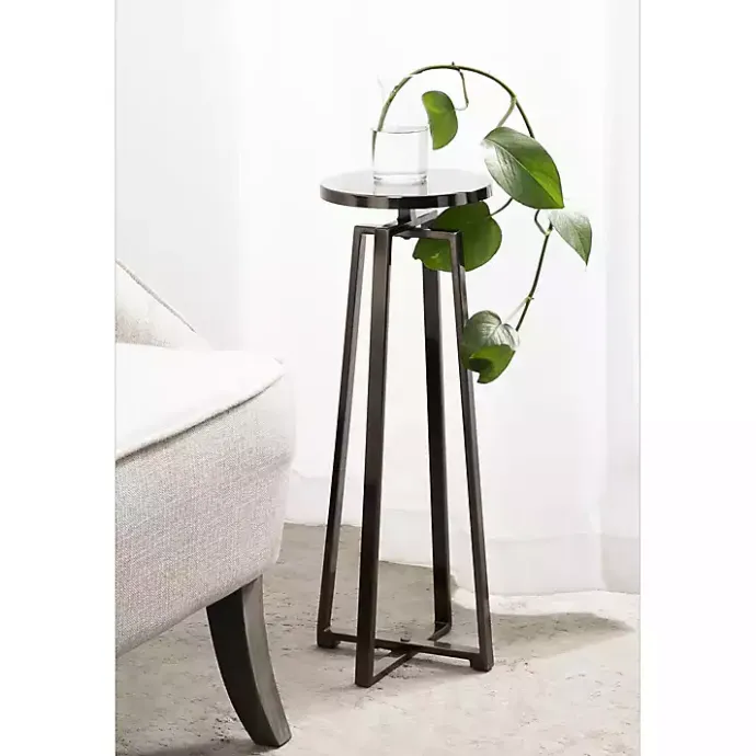 Discount Kirklands Home Round Zia Pewter Metal Accent Table Gray