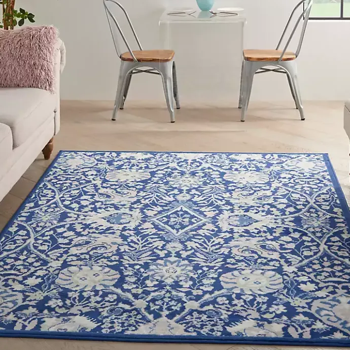 Best Kirklands Home Royal Blue Floral Motif Area Rug, 5x7