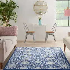 Best Kirklands Home Royal Blue Floral Motif Area Rug, 5x7