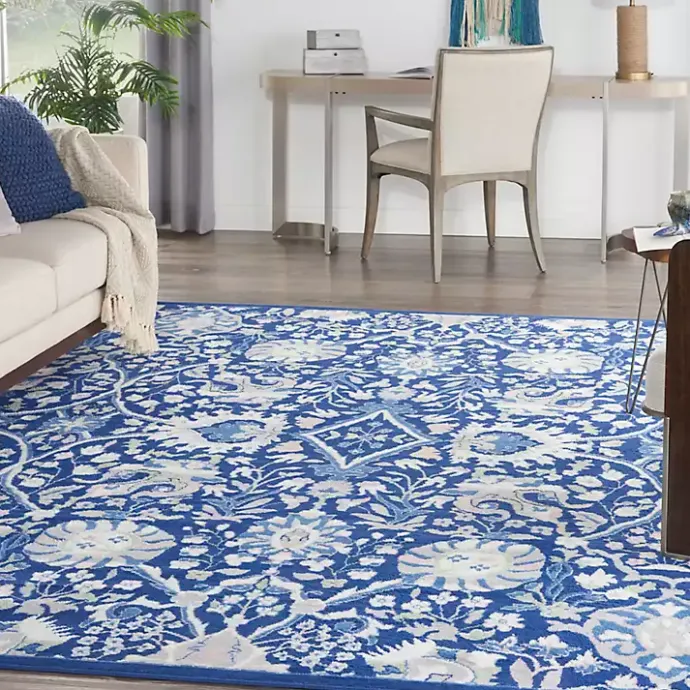 Best Kirklands Home Royal Blue Floral Motif Area Rug, 8x10