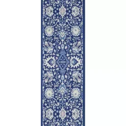 Kirklands Home Royal Floral Motif Runner Blue
