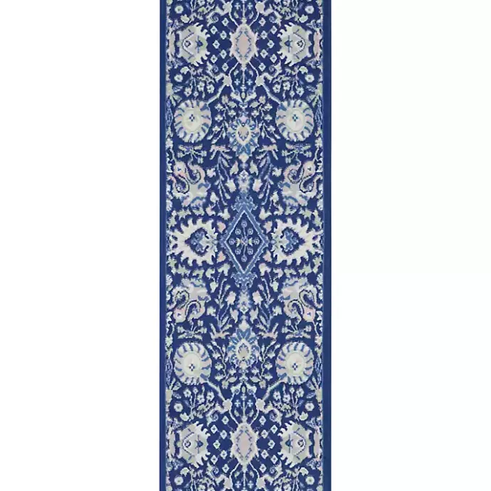 Kirklands Home Royal Floral Motif Runner Blue
