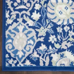 Kirklands Home Royal Floral Motif Runner Blue