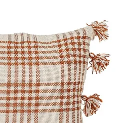 Clearance Kirklands Home Rust Plaid Tassel Indoor/Outdoor Pillow