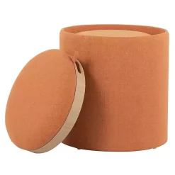 Discount Kirklands Home Rust Upholstered Ottomans with Tray Tops, Set of 2 Orange