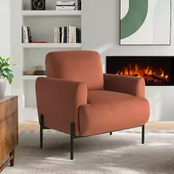 Online Kirklands Home Rust Velvet Upholstered Knox Accent Chair Orange
