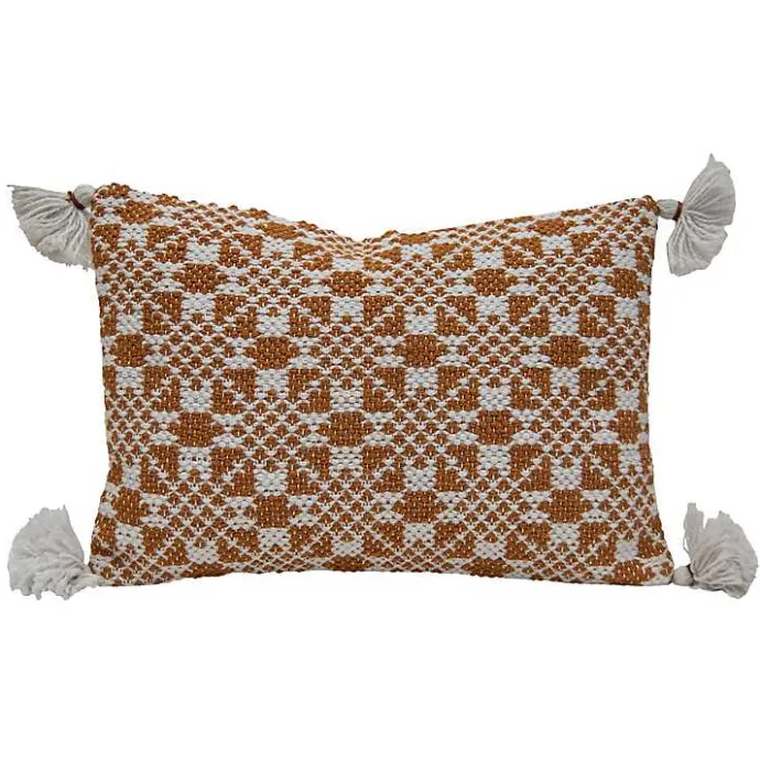 Hot Kirklands Home Rustic Cross Stitch Outdoor Lumbar Pillow
