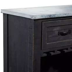 Hot Kirklands Home Rustic Galvanized Top Wine Cabinet Black