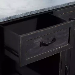 Hot Kirklands Home Rustic Galvanized Top Wine Cabinet Black