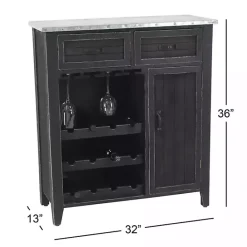 Hot Kirklands Home Rustic Galvanized Top Wine Cabinet Black