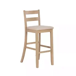 Outlet Kirklands Home Rustic Graywash Wood Upholstered Bar Stool Brown