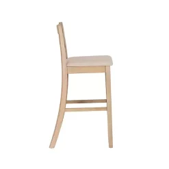 Outlet Kirklands Home Rustic Graywash Wood Upholstered Bar Stool Brown