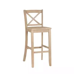 Hot Kirklands Home Rustic Graywash Wood X Back Bar Stool Brown