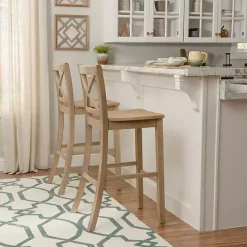 Hot Kirklands Home Rustic Graywash Wood X Back Bar Stool Brown