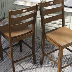 Outlet Kirklands Home Rustic Oak Wood Quinby Counter Stools, Set of 2 Brown