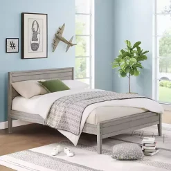 Sale Kirklands Home Rustic Smoke Wood Panel Full Bed Frame Gray