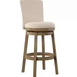 Best Kirklands Home Rustic Taupe Upholstered Swivel Bar Stool Tan